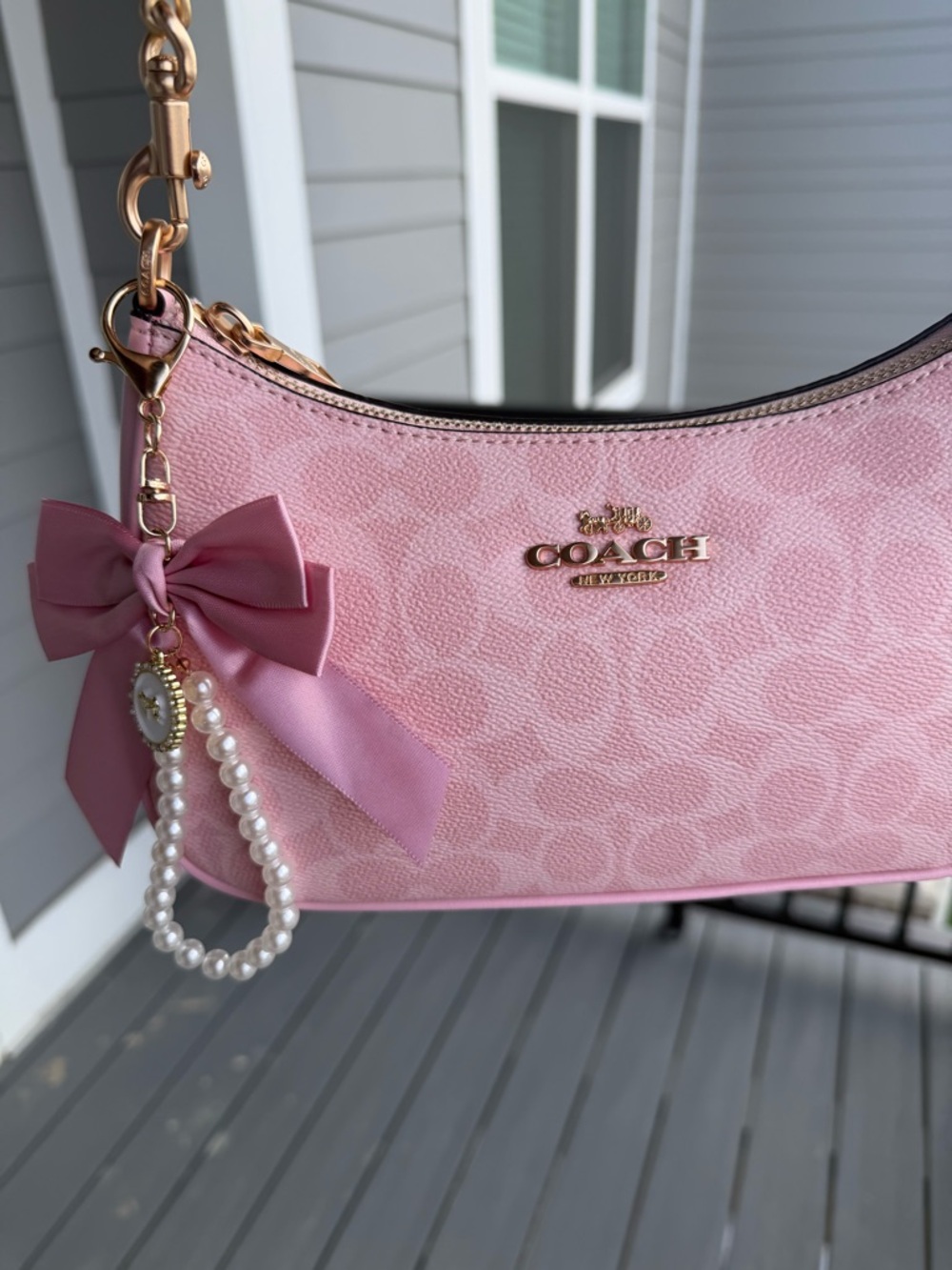 COACH Pink Signature Canvas  Bag - Picture 2 of 7